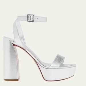 Louboutin Movida Sabina 130MM Silver Size 39.5